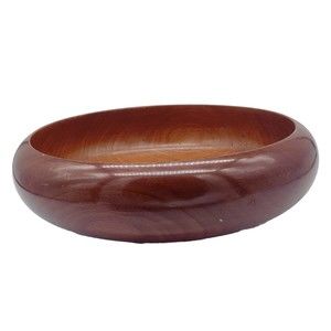 Vintage Farrah Craft Wooden Bowl 9" Rich Dark Brown Farmhouse Decor Wood Dish